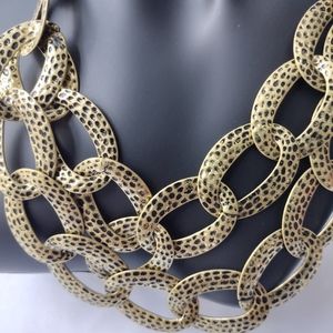 Avon Western Stars Hammered Brass Links Necklace Antiqued Gold Tone